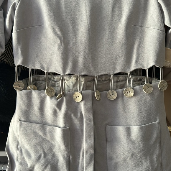 Sally La Pointe- Grey Shortsleeve Cutout Button Midi Dress - Picture 3 of 6